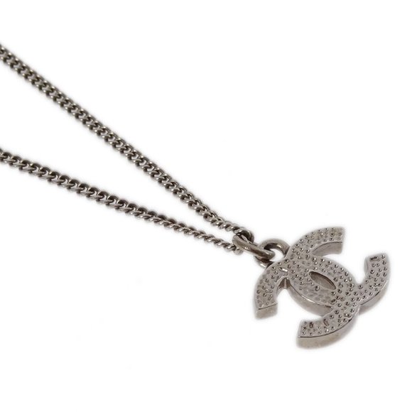 Auth Chanel Silver Chain Necklace Pendant Rhinestone - Picture 4 of 4